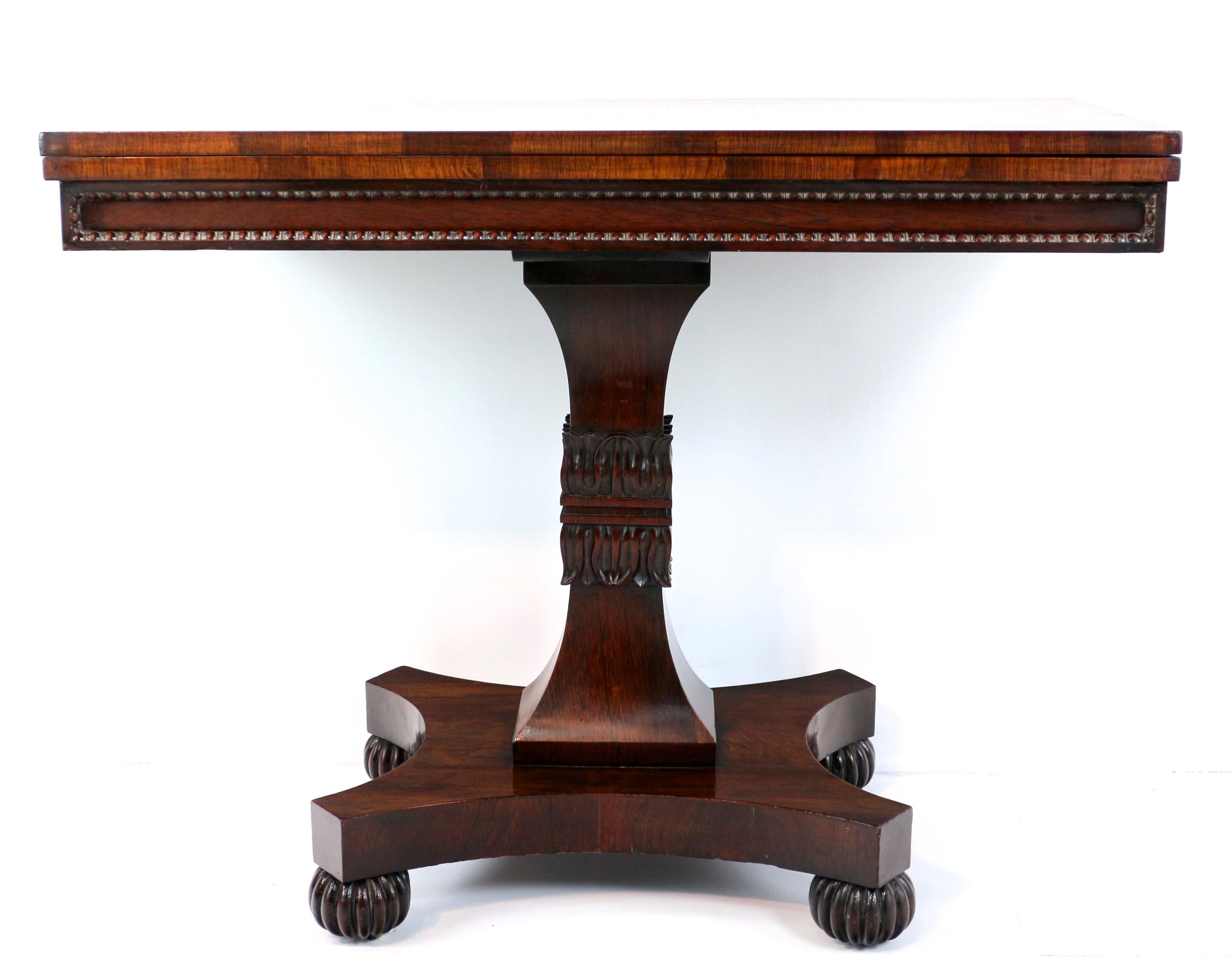 Brass Antique Scottish Regency Rosewood Tea Table in the Manner of William Trotter For Sale