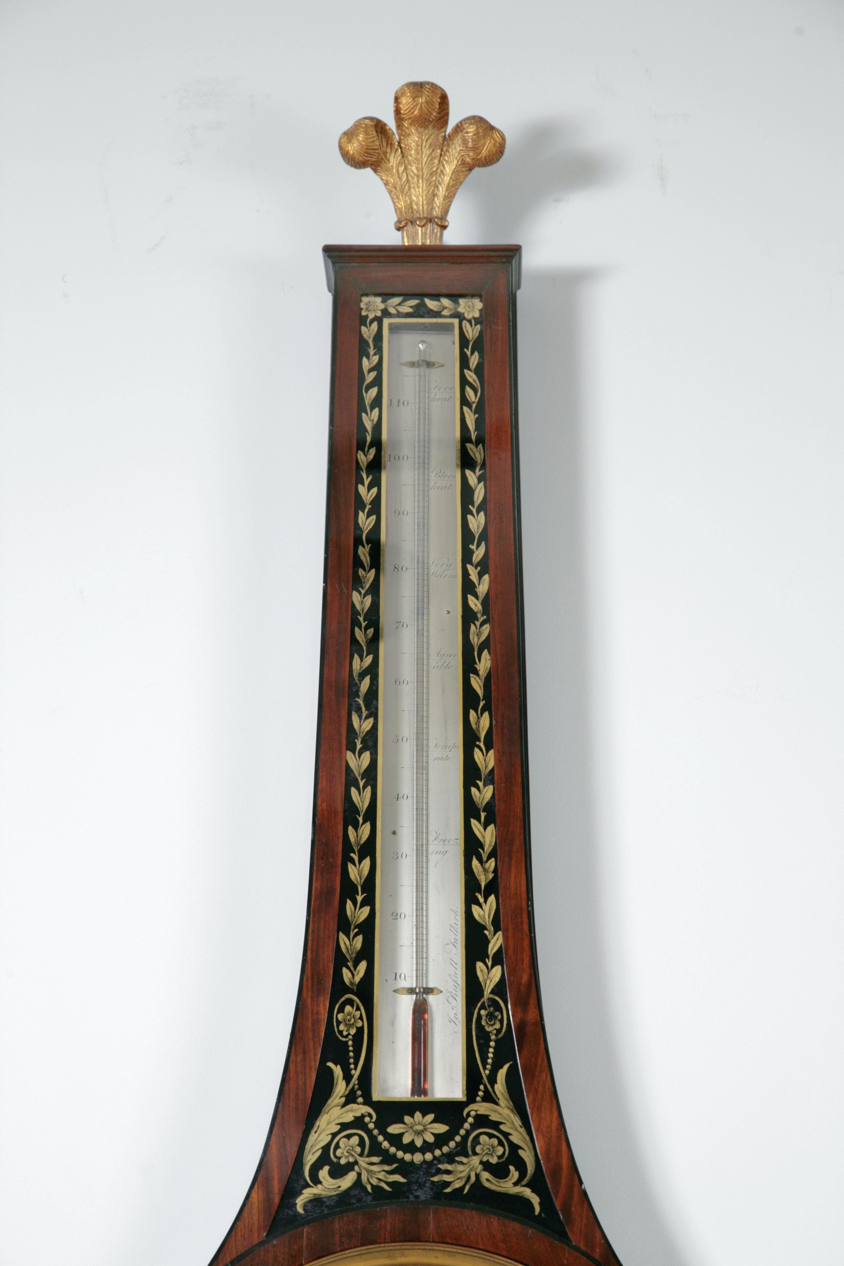 Antique baromètre écossais de style Régence en verre vert par John Russell de Falkirk Bon état - En vente à Devon, GB