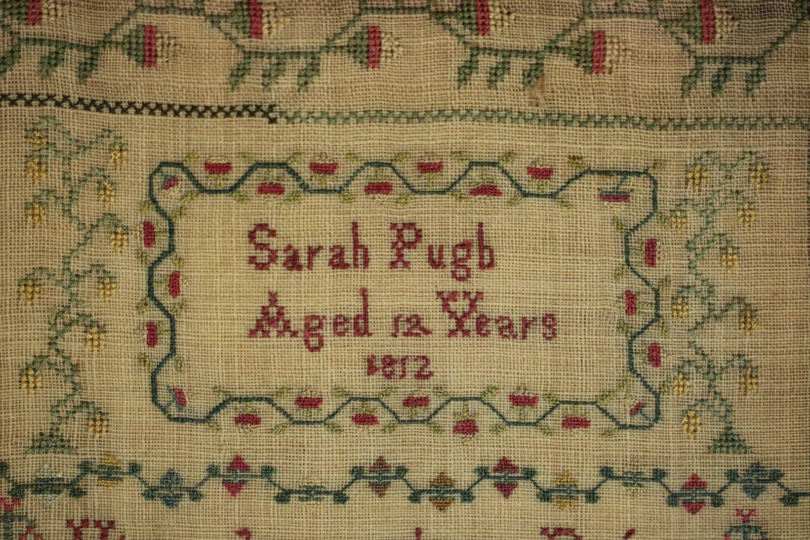 Embroidered Antique Scottish Sampler, 1812, by Sarah Pugh Aged 12
