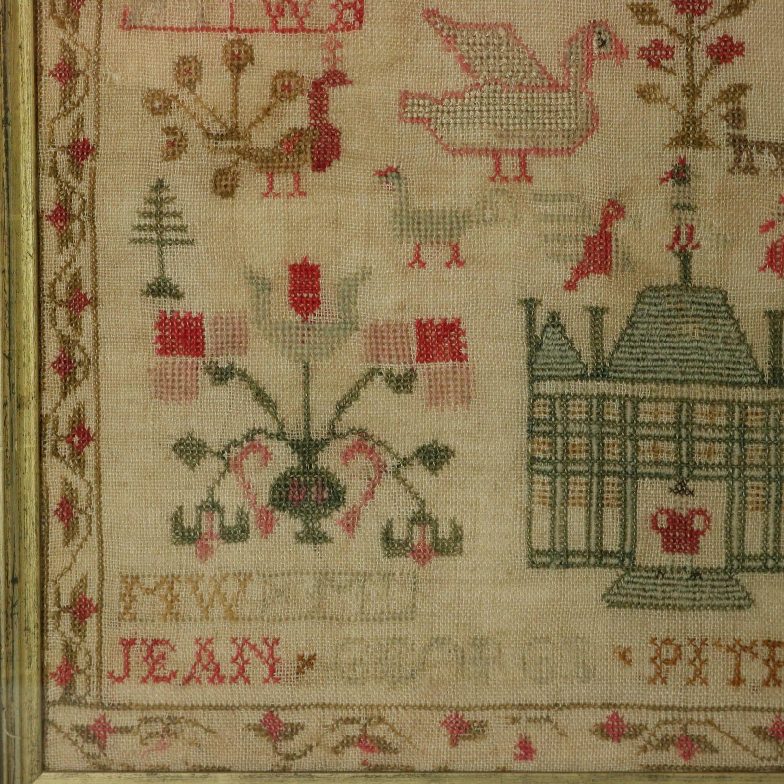 Wool Antique Scottish Sampler, 1844, by Jean George