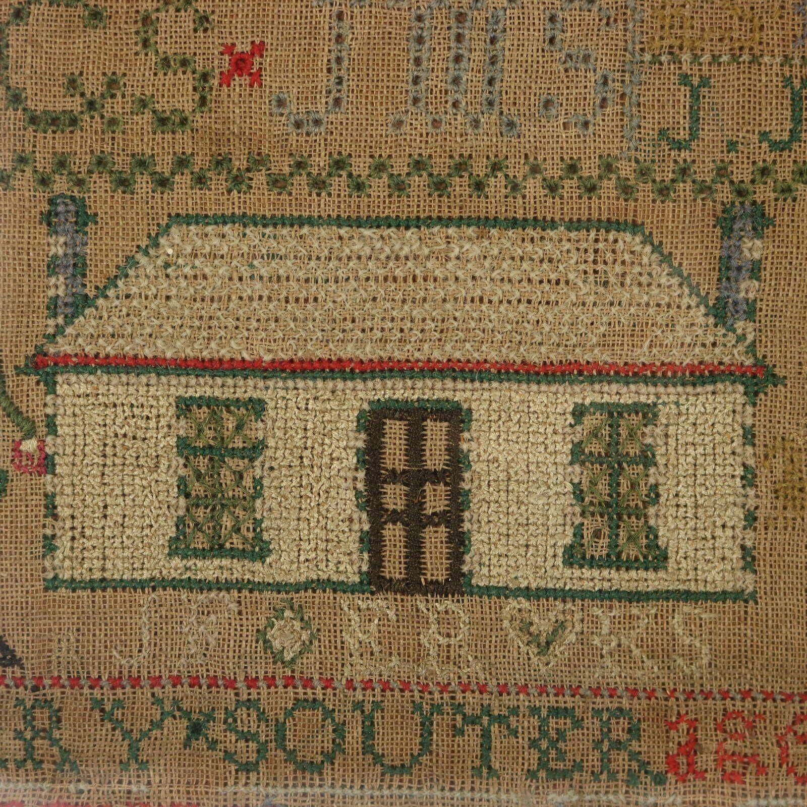 Canvas Antique Scottish Sampler, circa 1820, by Mary Souter For Sale