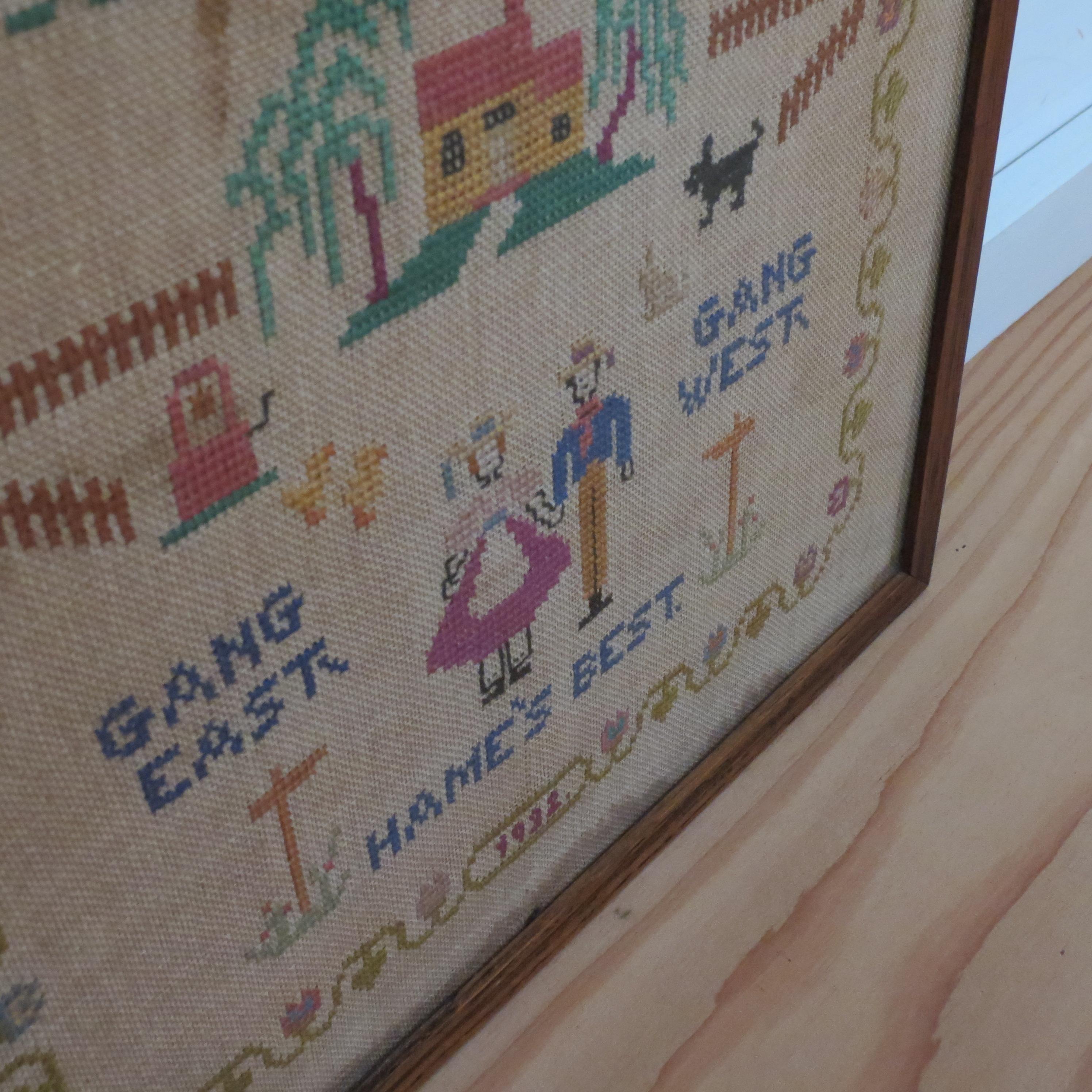 Antique Scottish sampler Gang East Gang West Hame's Best 5