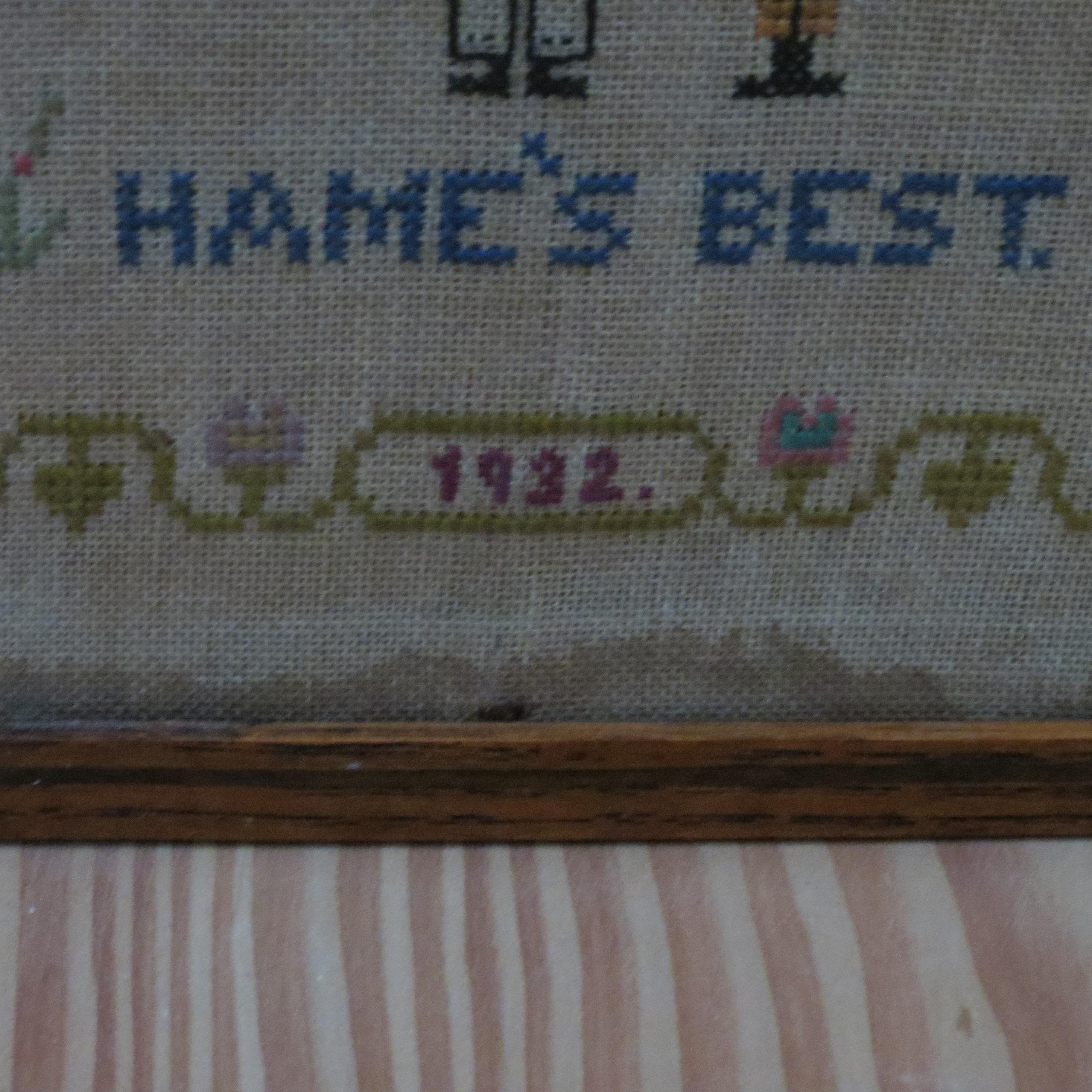 Antique Scottish sampler Gang East Gang West Hame's Best 7
