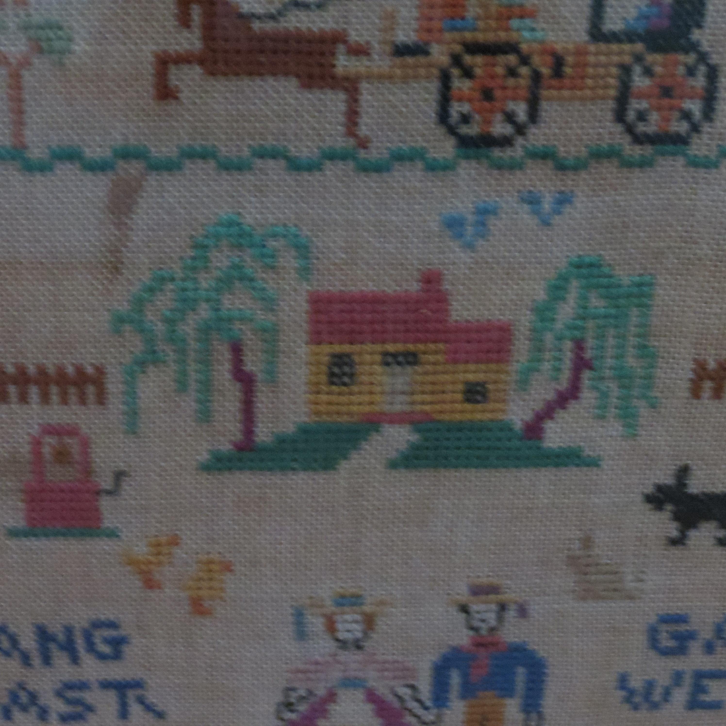 Antique Scottish sampler Gang East Gang West Hame's Best 1