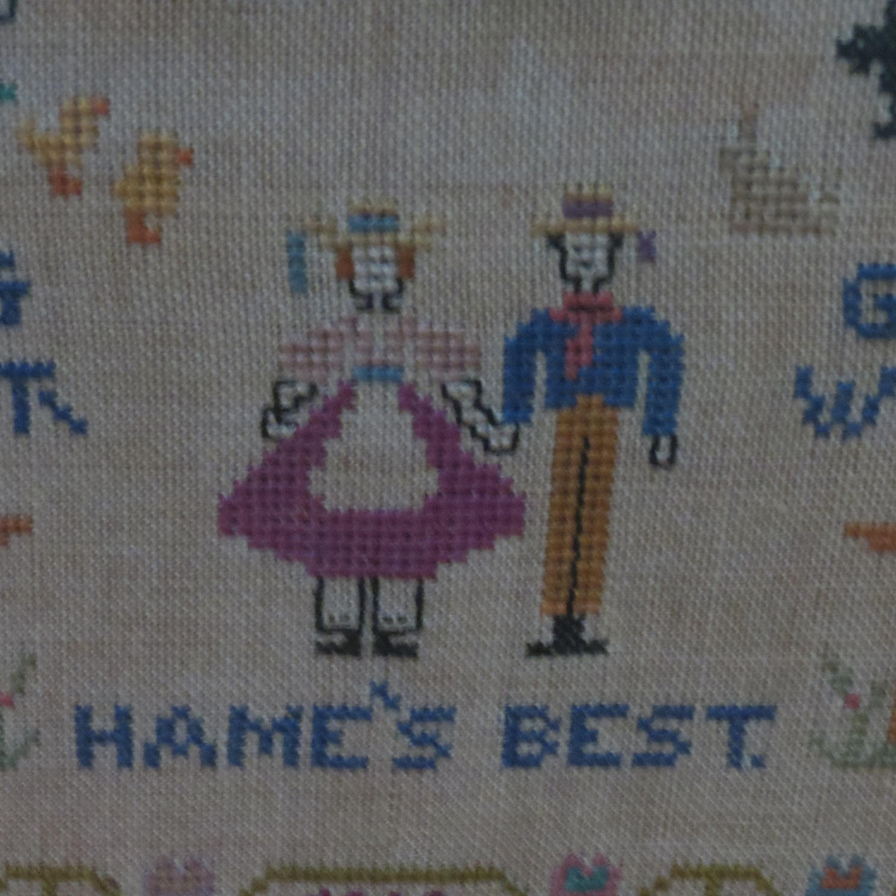 Antique Scottish sampler Gang East Gang West Hame's Best 2