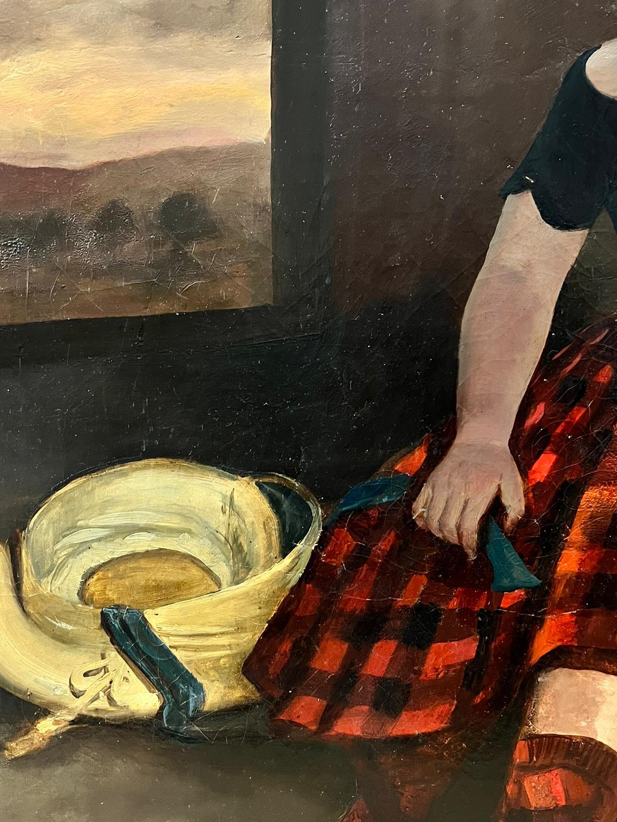 Schottisches Ölgemälde Highland Crofters, Daughter in Kilt, 19. Jahrhundert im Angebot 1