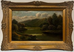 Antique Scottish 19th Century Oil Painting Highland Landscape with River