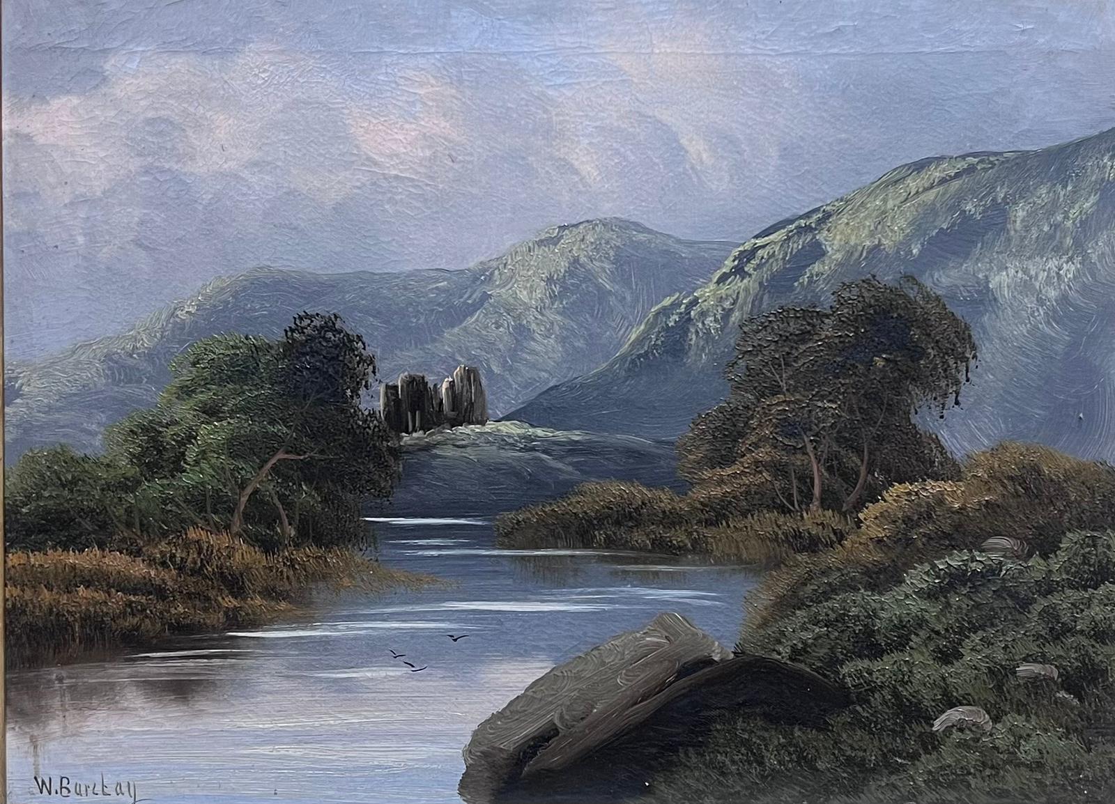 Pintura al óleo escocesa antigua Paisaje de las Highlands Cascada Pintura al óleo firmada - Painting de Antique Scottish School