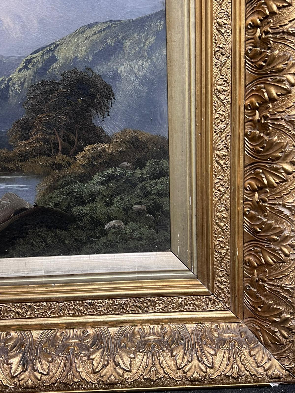 Pintura al óleo escocesa antigua Paisaje de las Highlands Cascada Pintura al óleo firmada - Painting Victoriano de Antique Scottish School