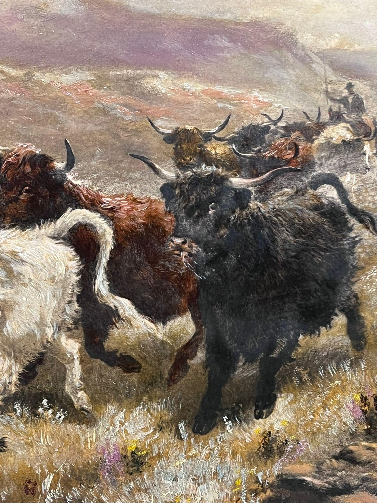 Highland Cattle in Scottish Highland Landscape Victorian British Oil Painting 2