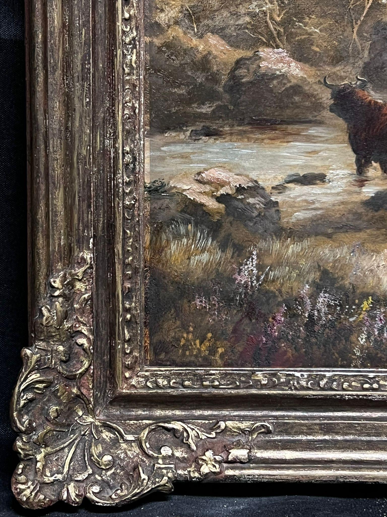 Highland Cattle in Scottish Highland Landscape Victorian British Oil Painting 3