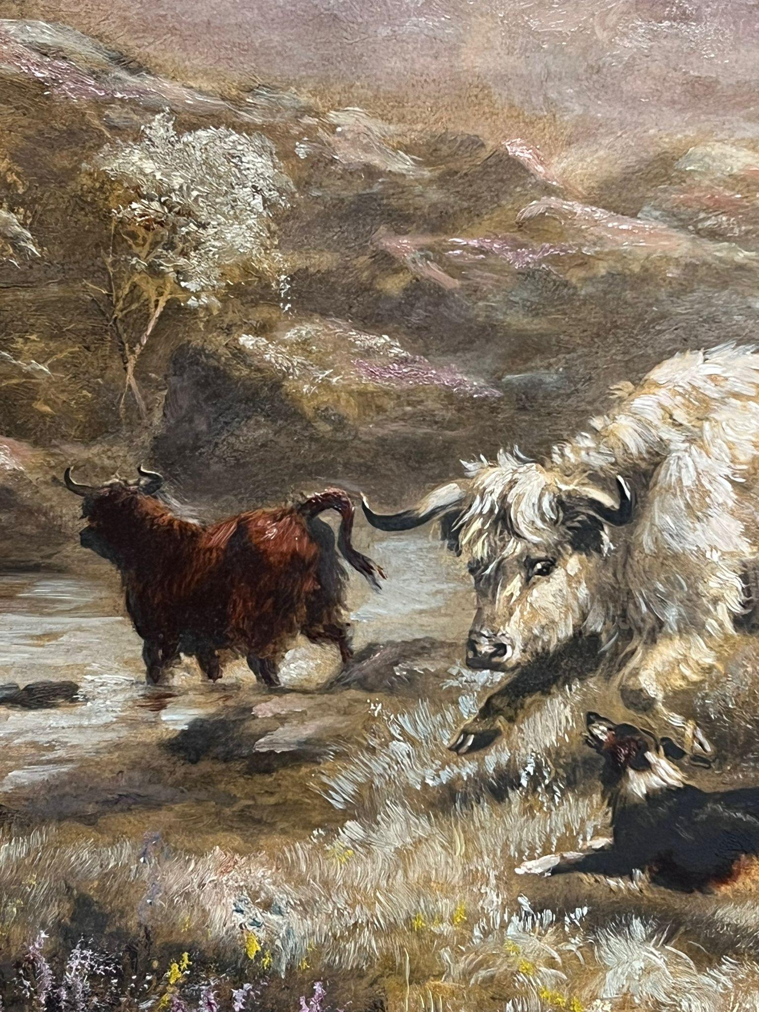 Highland Cattle in Scottish Highland Landscape Victorian British Oil Painting 5