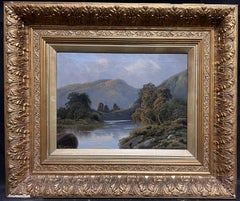 Loch Katrine The Trossachs Scotland 19th Century Signed Oil Painting Gilt frame