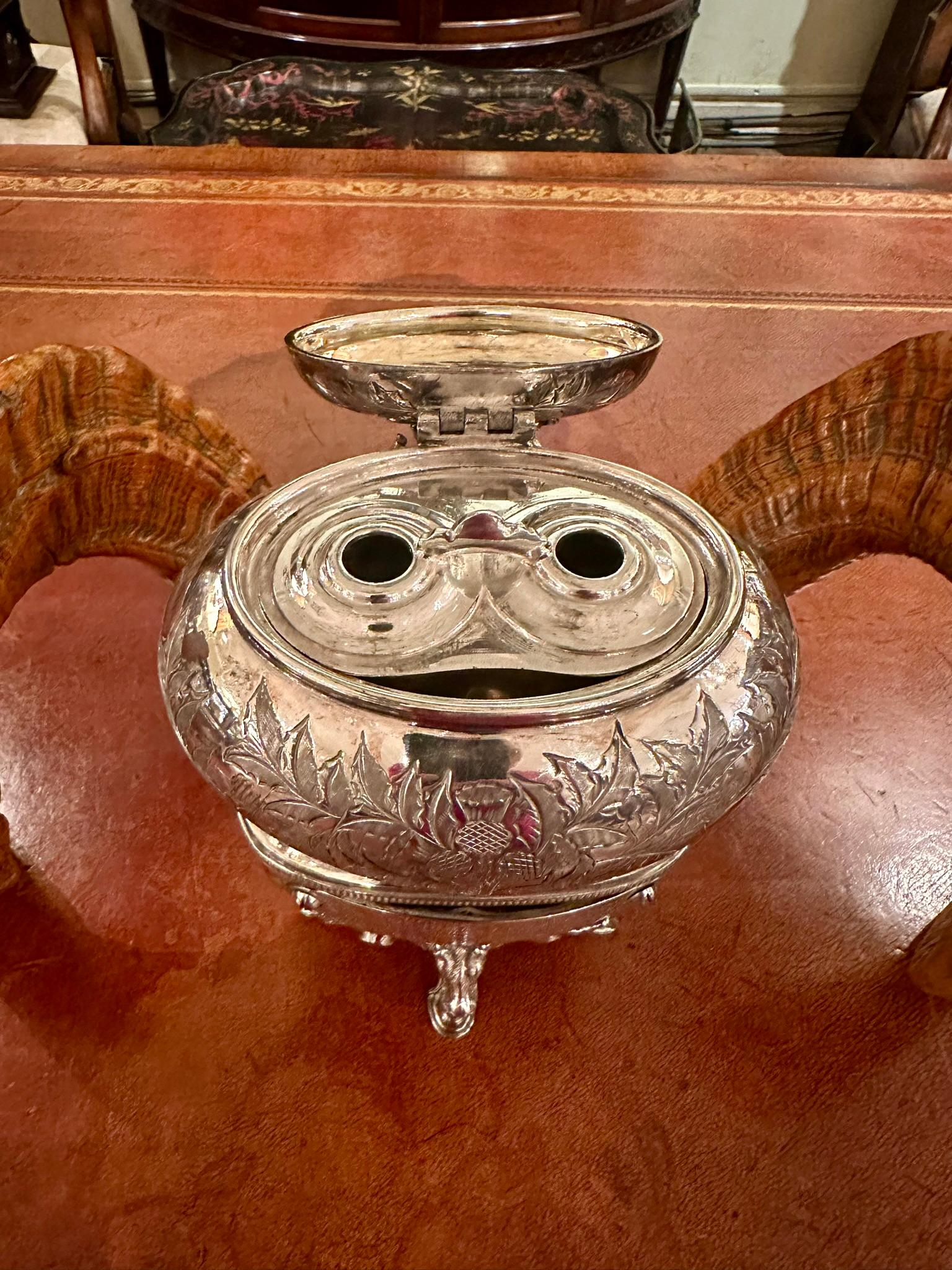 Antique Scottish Sheffield Silver Mounted Snuff Mull & Inkwell, Circa 1893 10