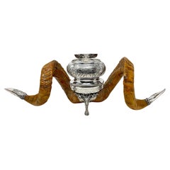 Antique Scottish Sheffield Silver Mounted Snuff Mull & Inkwell, Circa 1893