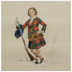 Antique Scottish Shooting Engraving of Sir James Macdonald, Boy with Gun