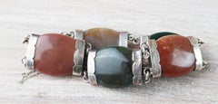 Antique Scottish Silver And Agate Bracelet. Late 19th Century