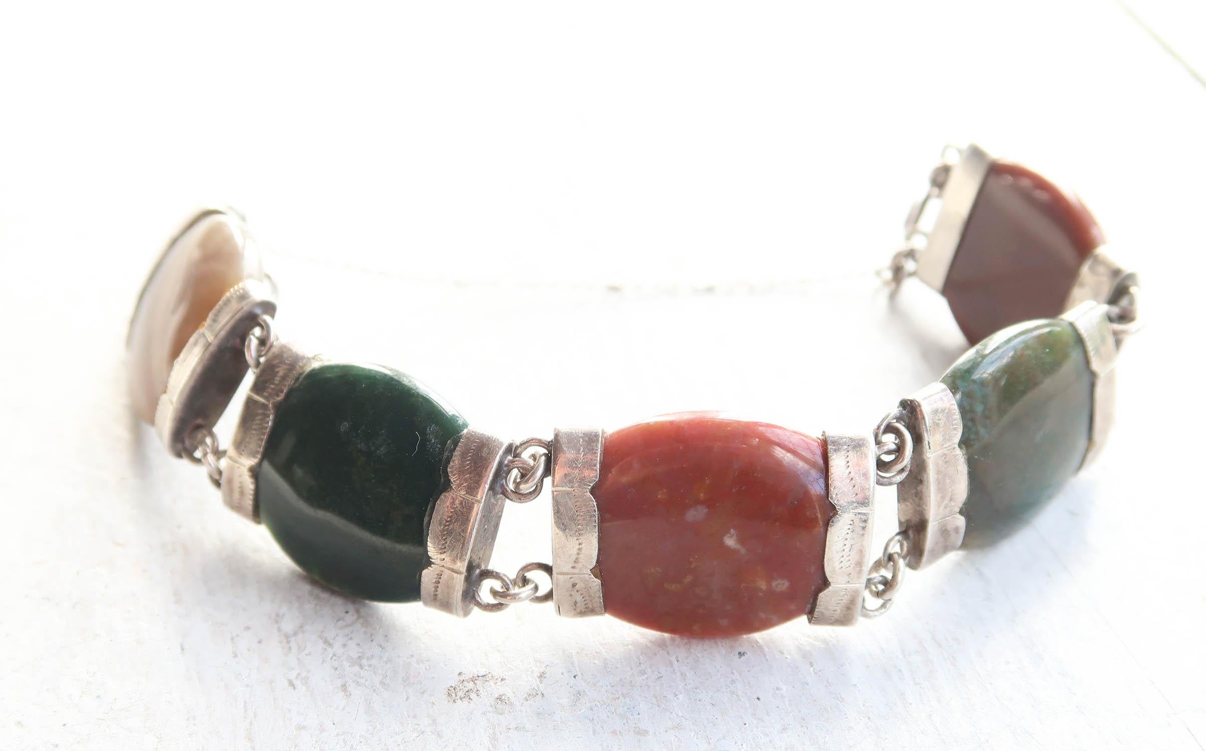 Antique Scottish Silver And Agate Bracelet. Late 19th Century For Sale 2