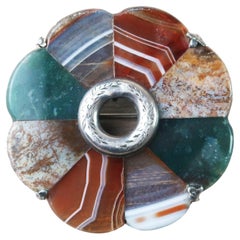 Retro Scottish Silver And Agate Brooch. Late 19th Century