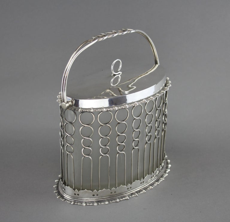 Antique Scottish Silver and Crystal Glass Tea Caddy/ Biscuit Holder, 1898 For Sale at 1stdibs