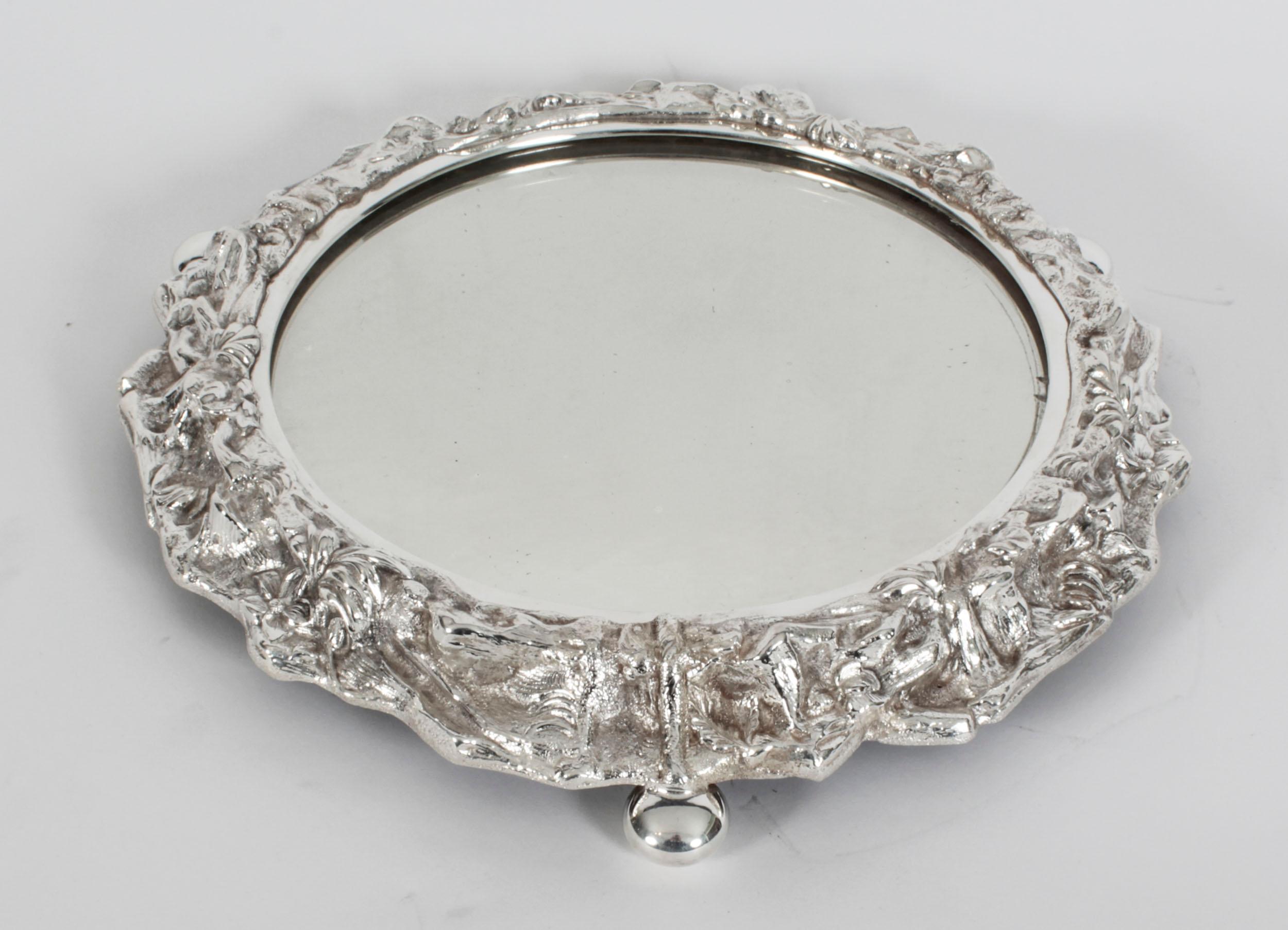 Antike schottische Silberplatte geschliffenes Glas Comport Hirsch Tafelaufsatz 19th C im Angebot 4