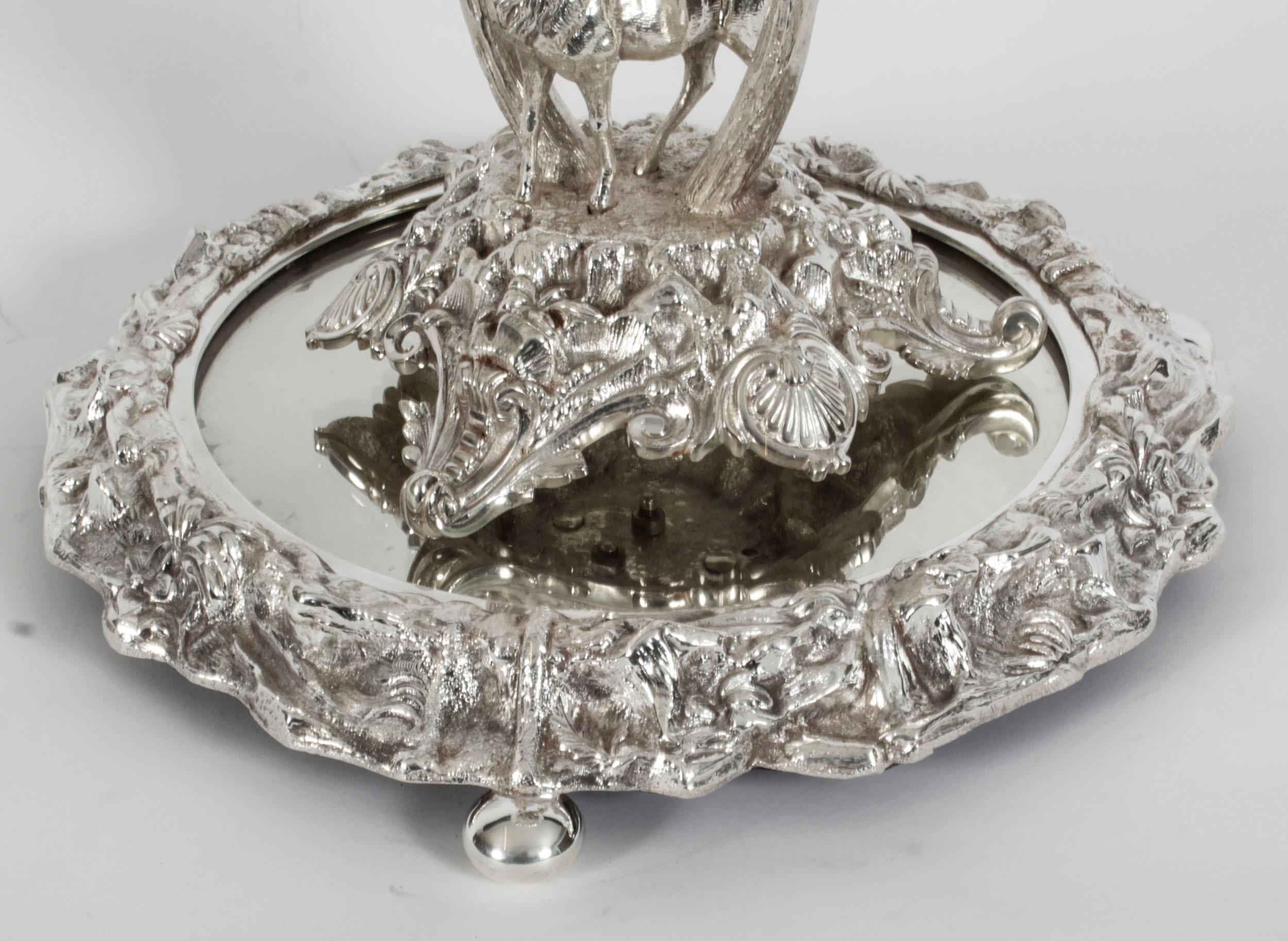 Antique Scottish Silver Plate Cut Glass Comport Stag Centrepiece, 19th Century For Sale 9