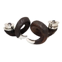 Antique Scottish Silver & Rams Horn Snuff Mulls Scotland 1909 / 1910