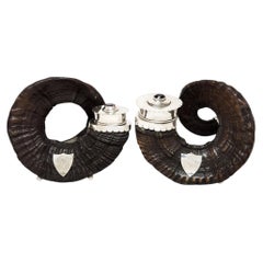 Antique Scottish Silver & Rams Horn Snuff Mulls Scotland 1909 / 1910