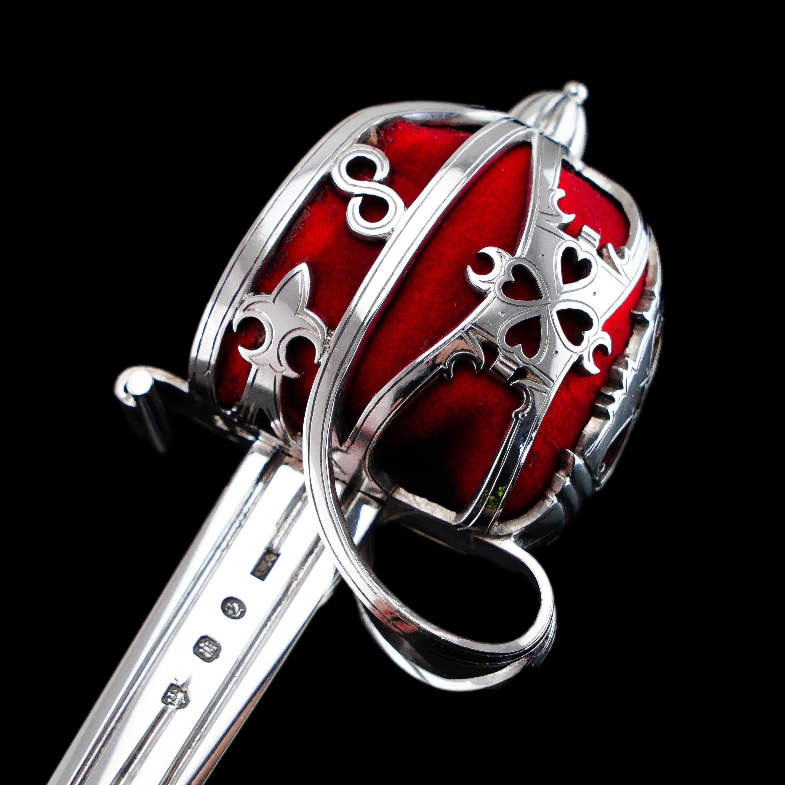 Antike schottische massivem Silber Brieföffner, Militär Korb Hilt Schwert Design im Angebot 6
