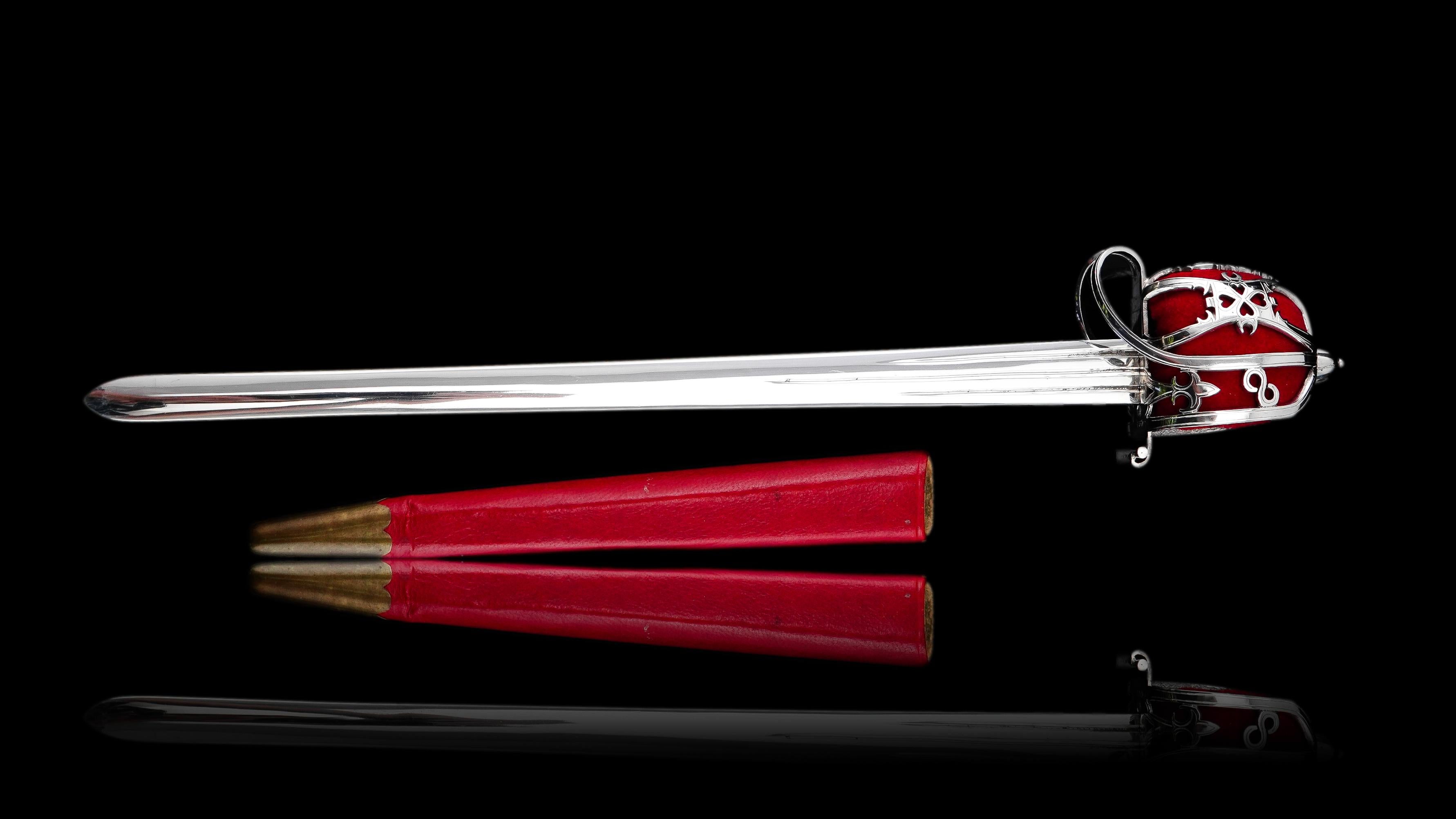 Antike schottische massivem Silber Brieföffner, Militär Korb Hilt Schwert Design im Angebot 7