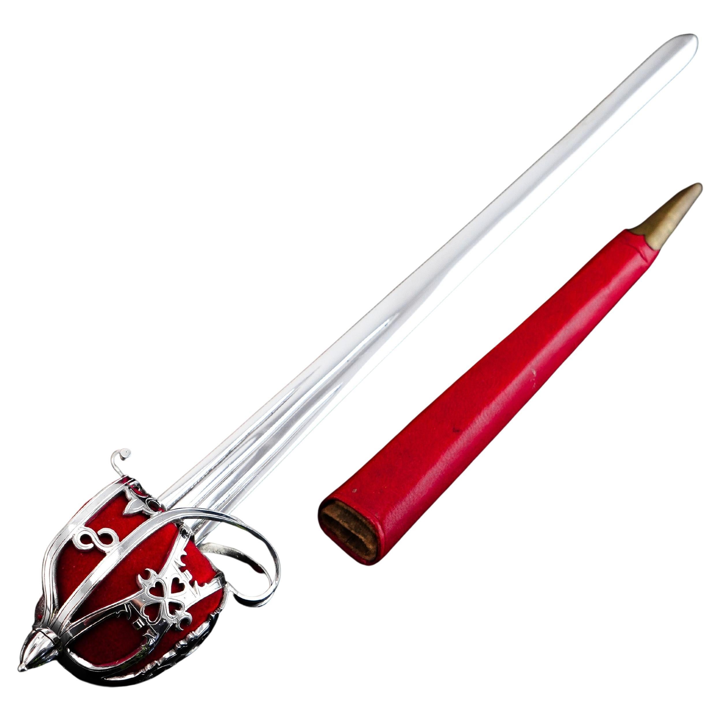 Antike schottische massivem Silber Brieföffner, Militär Korb Hilt Schwert Design im Angebot