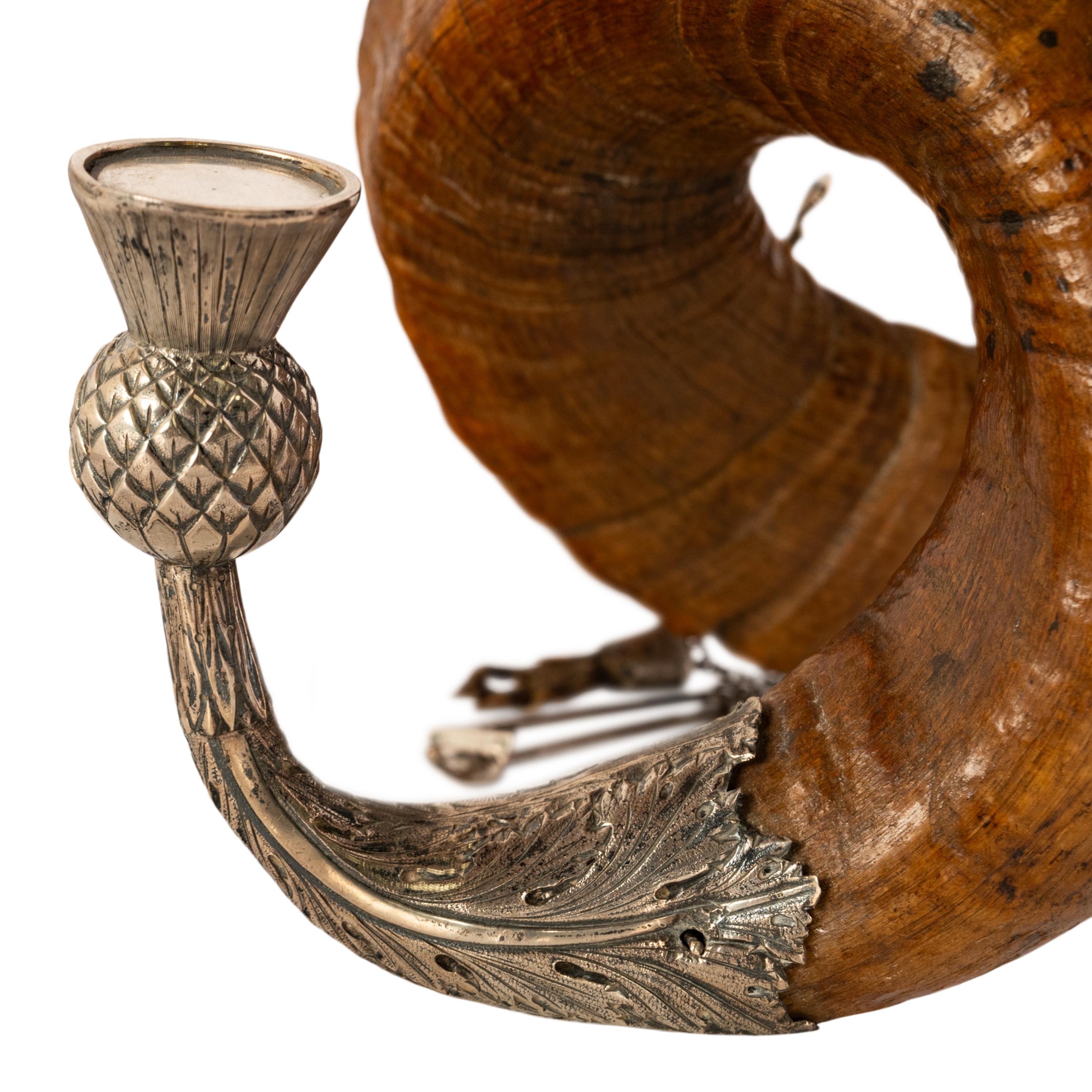 Antique Scottish Sterling Silver Cairngorm Snuff Mull Ram's Horn Edinburgh 1884 For Sale 4