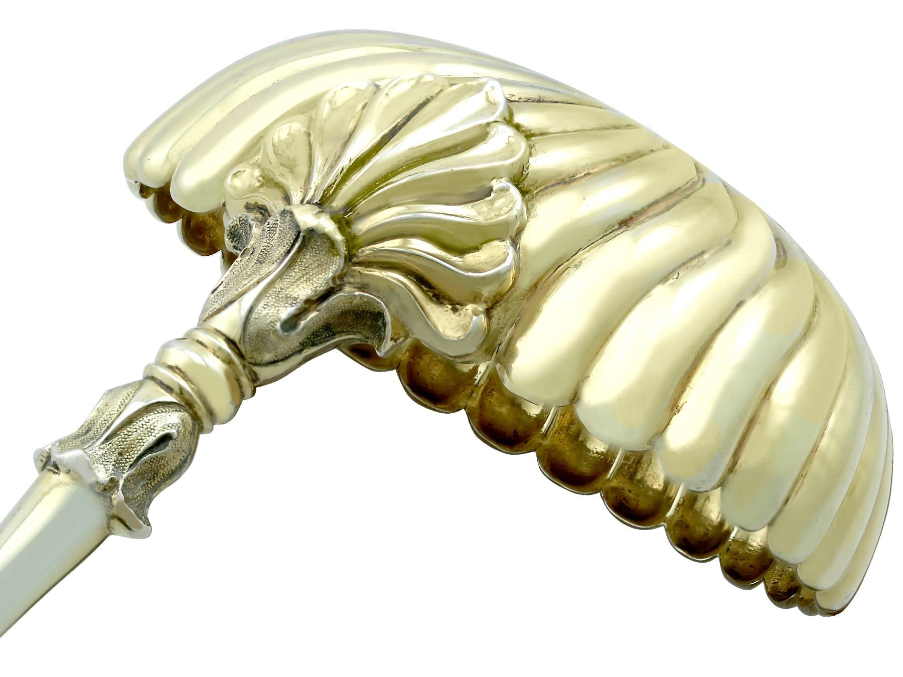 Antike schottische Sterling Silber vergoldet Punch / Suppenkelle (Schottisch) im Angebot