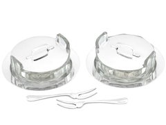Antico set di piatti da portata in vetro scozzese in argento sterling