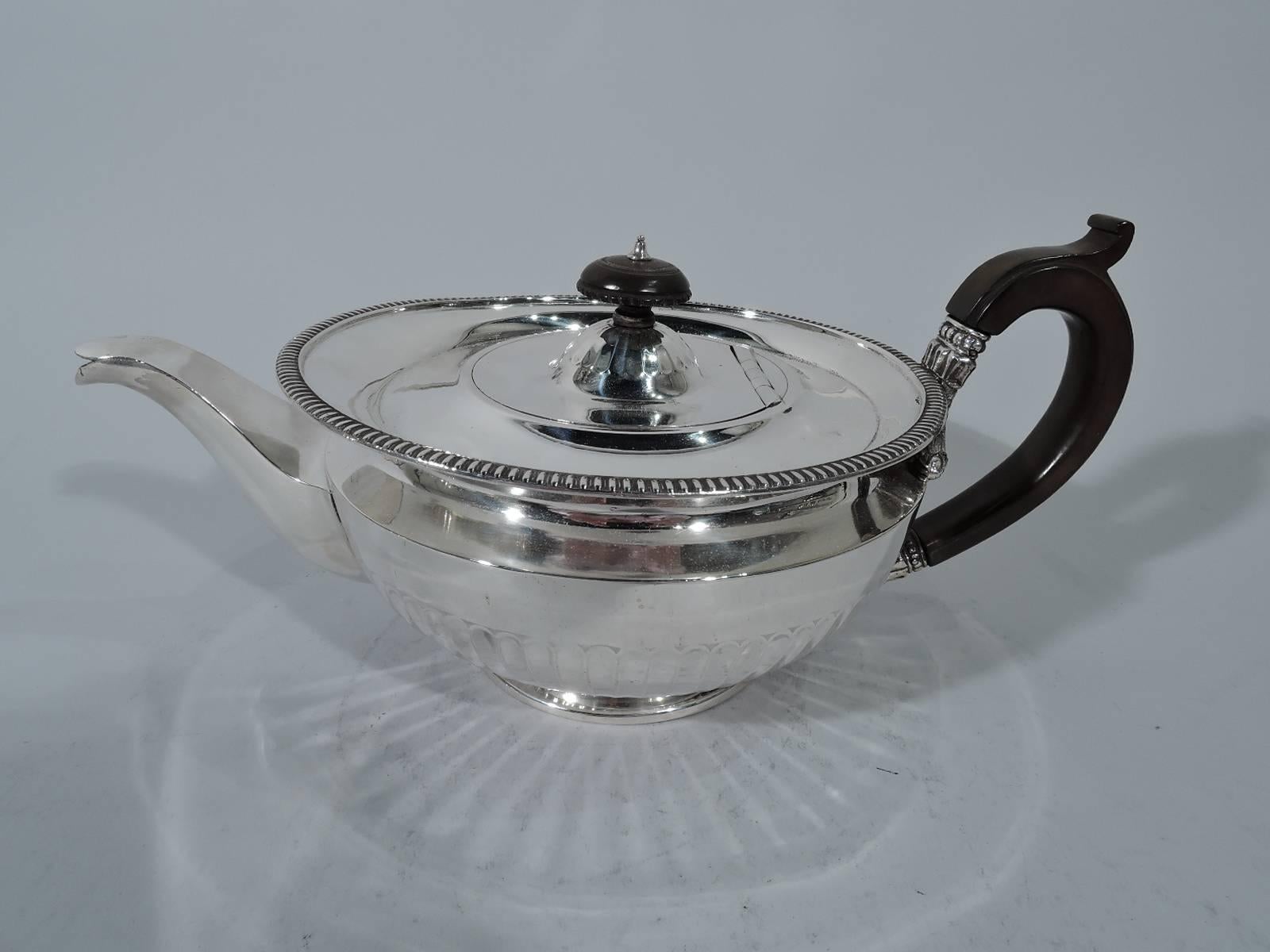 Antique Scottish Sterling Silver Regency Revival Tea Set In Excellent Condition In New York, NY