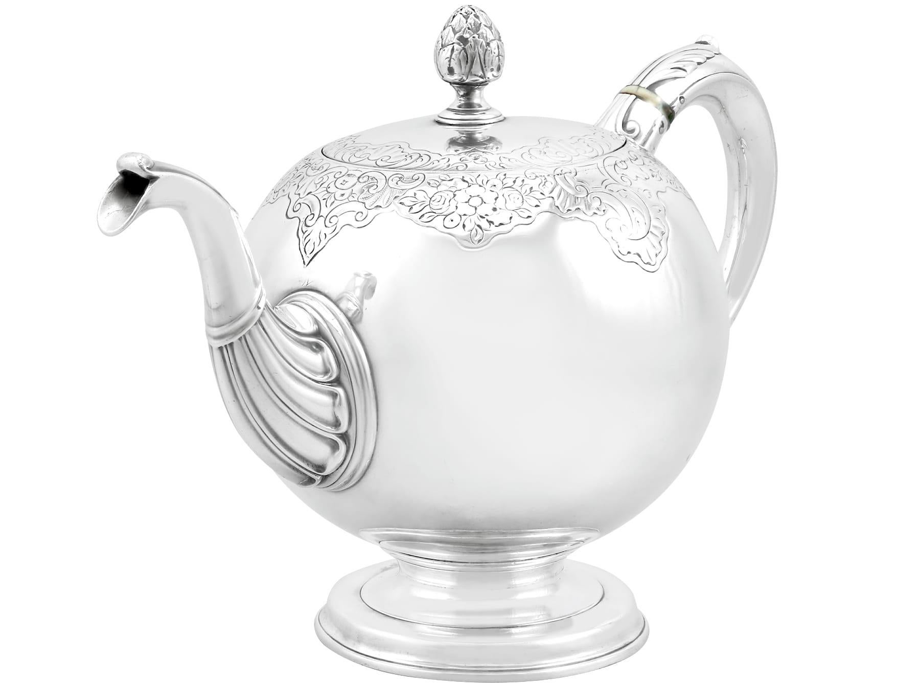 Georgian Antique Scottish Sterling Silver Teapot For Sale