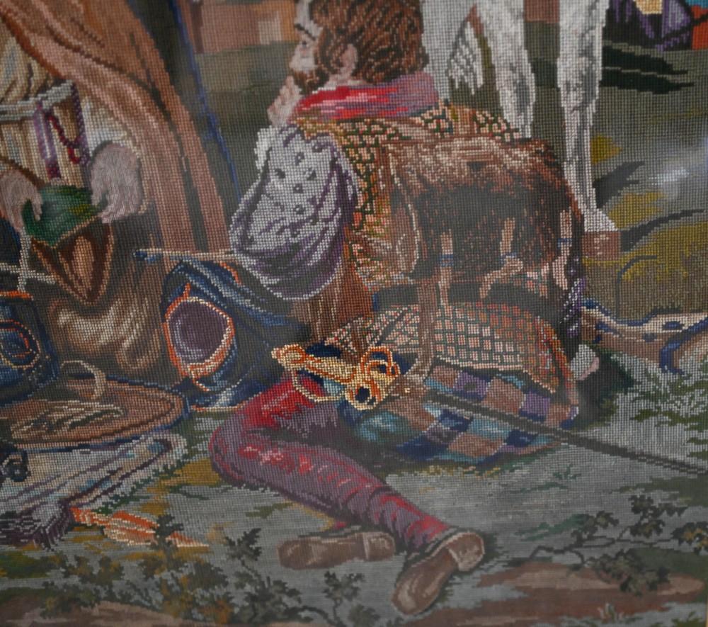 Antiker schottischer Wandteppich mit Gobelinstickerei, Schottland-Mourning 1860 im Zustand „Gut“ im Angebot in Potters Bar, GB