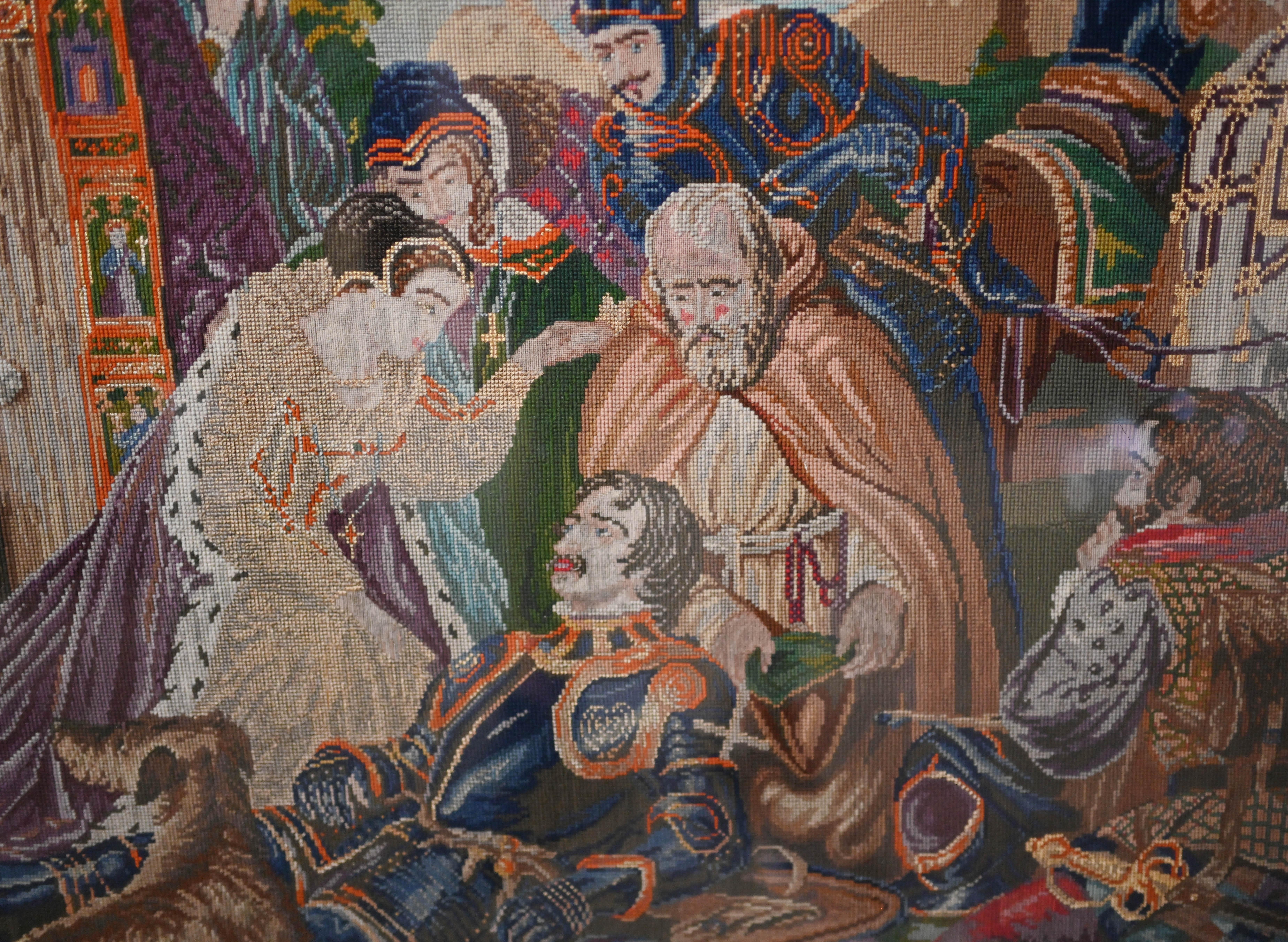 Autre Antique tapisserie écossaise à l'aiguille de deuil de deuil 1860 en vente