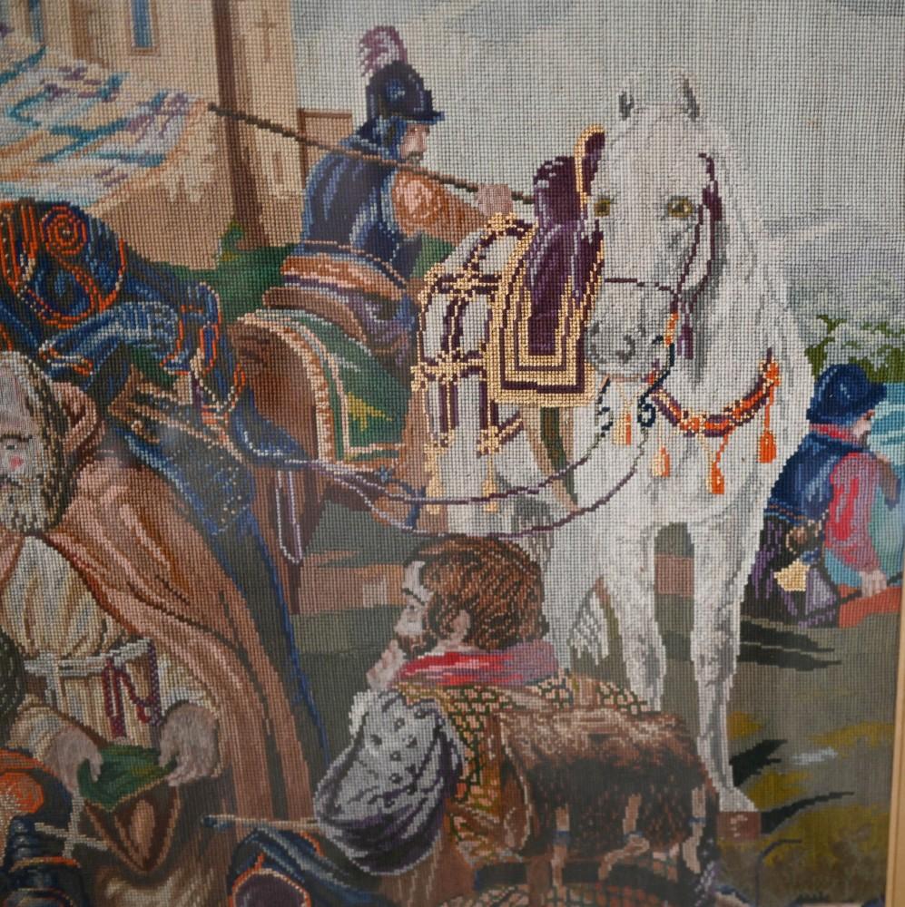 Antiker schottischer Wandteppich mit Gobelinstickerei, Schottland-Mourning 1860 im Angebot 2