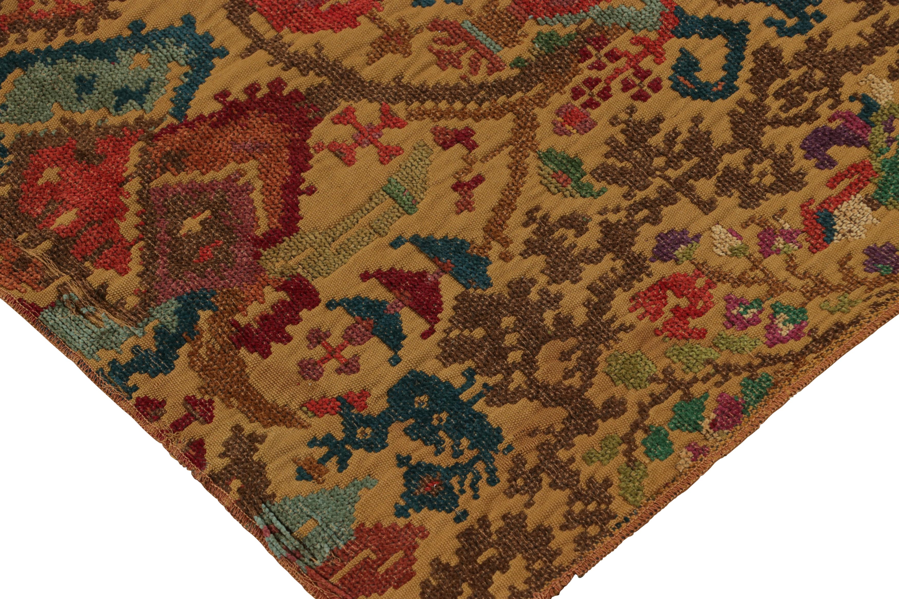 Fin du XIXe siècle Fragment de textile écossais ancien avec un riche art populaire pictural - Rug & Kilim en vente
