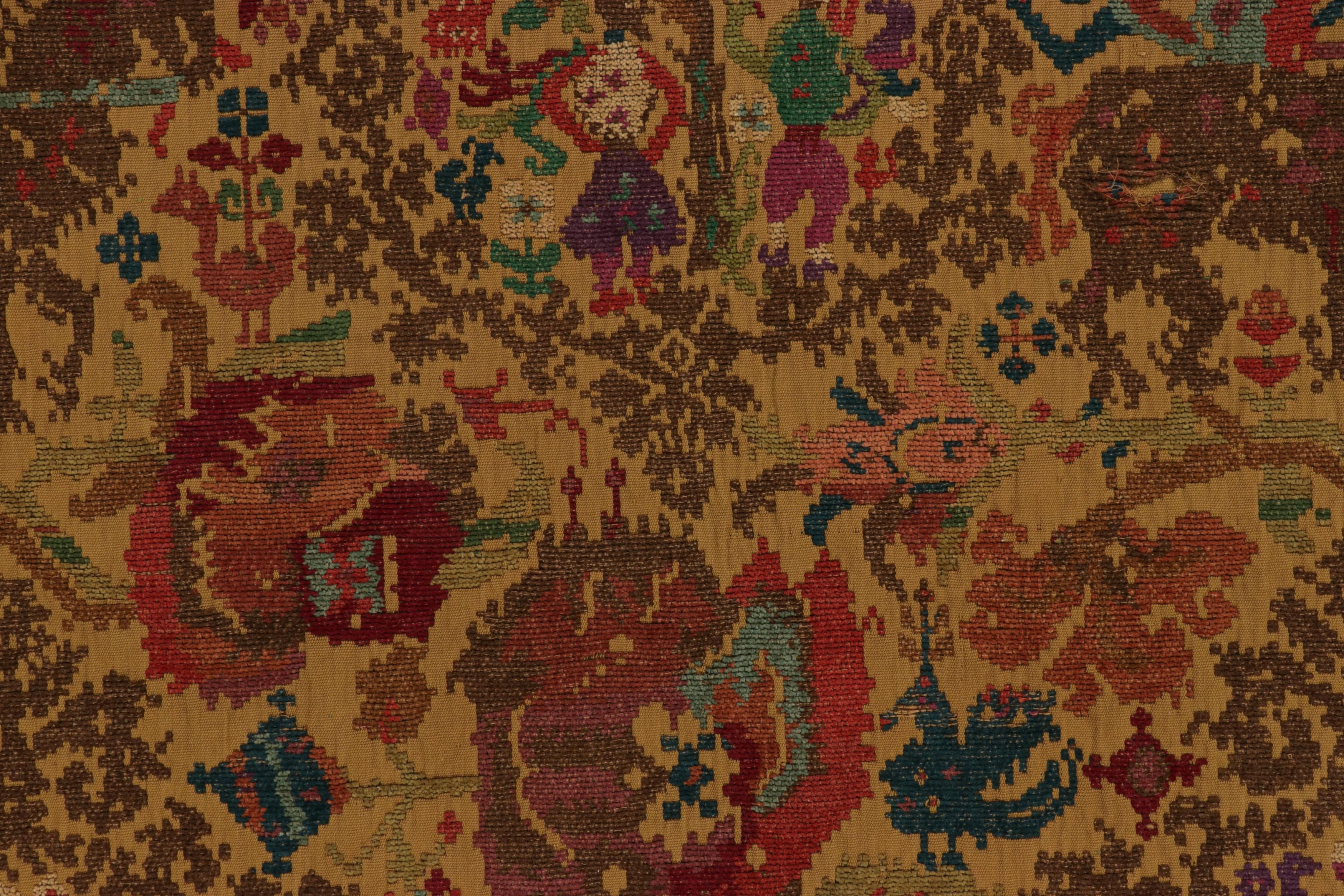 Laine Fragment de textile écossais ancien avec un riche art populaire pictural - Rug & Kilim en vente