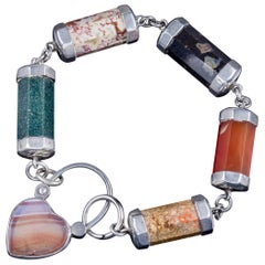 Antique Scottish Victorian Agate Padlock Locket Bracelet, circa 1860