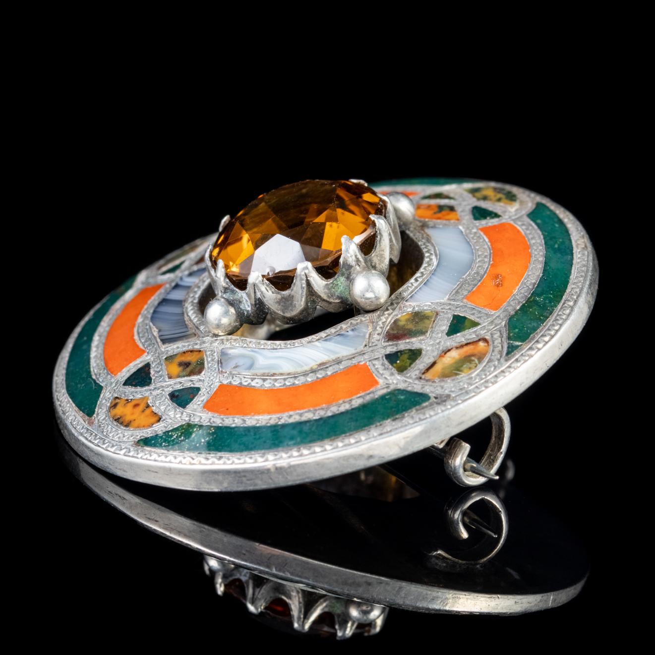Antique Scottish Victorian Cairngorm Agate Silver, circa 1880 Brooch In Good Condition For Sale In Lancaster, Lancashire