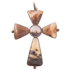  Ancienne croix de paysage victorienne écossaise en agate