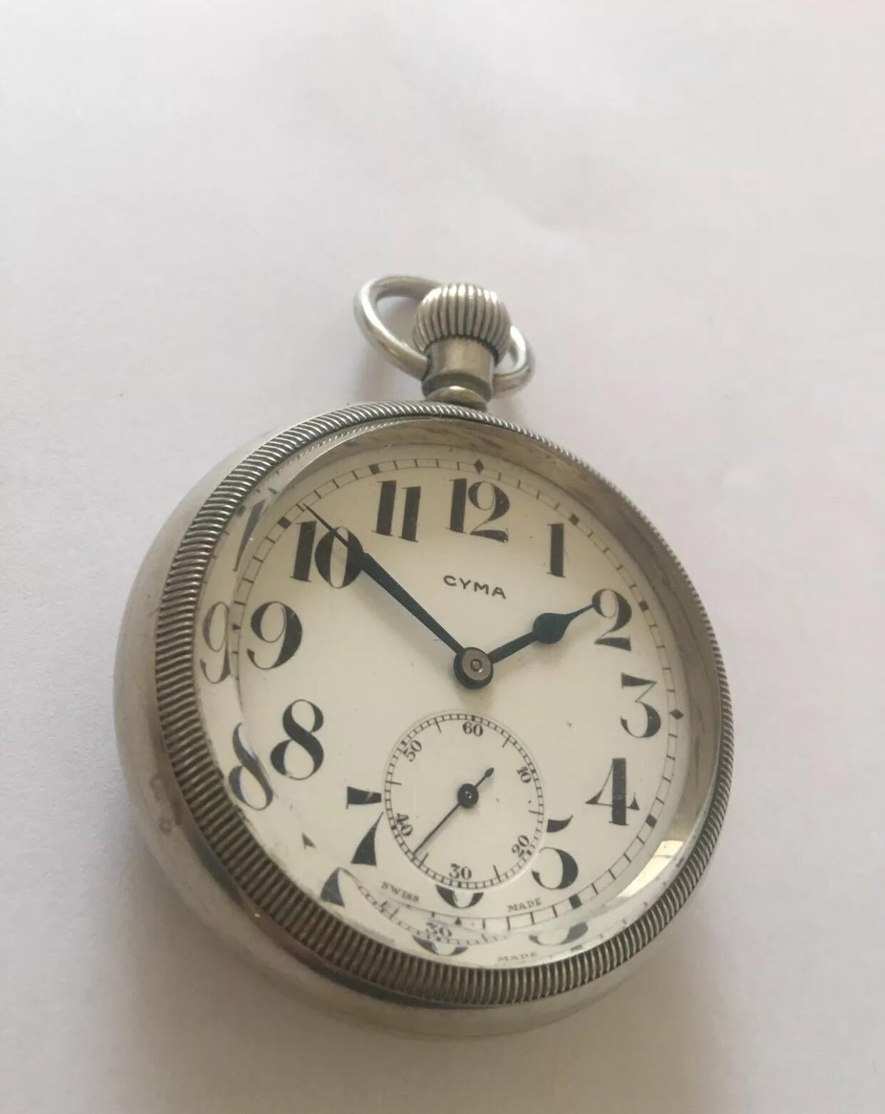 Antique montre de poche Cyma à fond vissé en vente 1