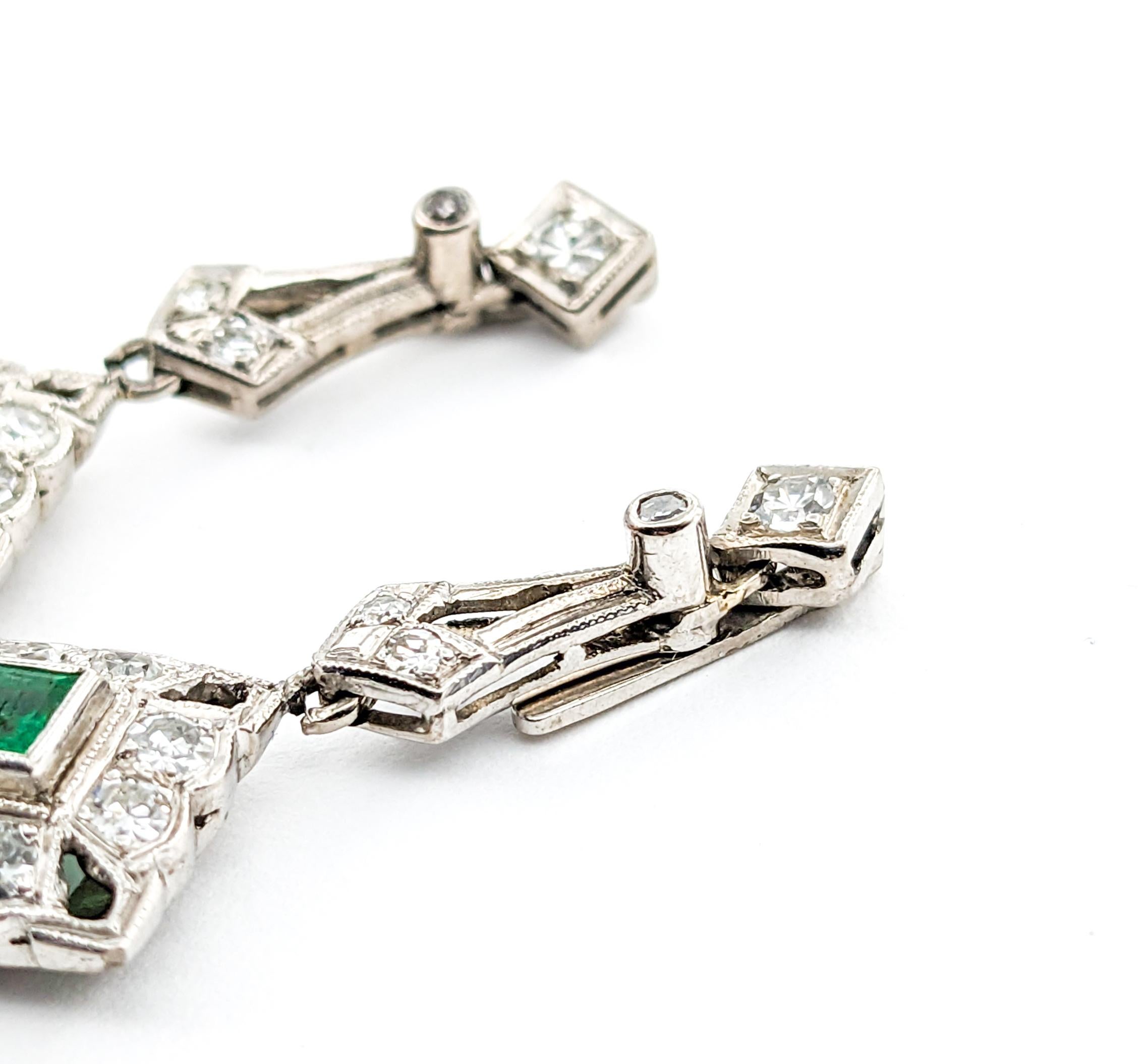 Antique Screwback Emerald & Diamond Dangle Earrings For Sale 4