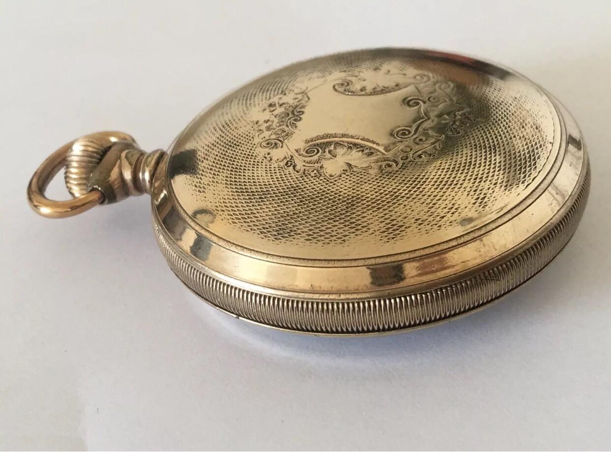 Antique Screw Back Gold-Plated Pocket Watch Signed Elgin Nat’l Watch Co. USA For Sale 2