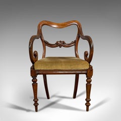 Antique Scroll Armchair, English, Mahogany, Buckle Back, Seat, William IV, 1835