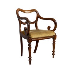 Antique Scroll Armchair, English, Mahogany, Buckle Back, Seat, William IV, 1835