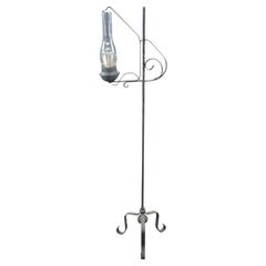 Antique Scrolled Iron Converted Adjustable Candle Stand Hurricane Floor Lamp 55"